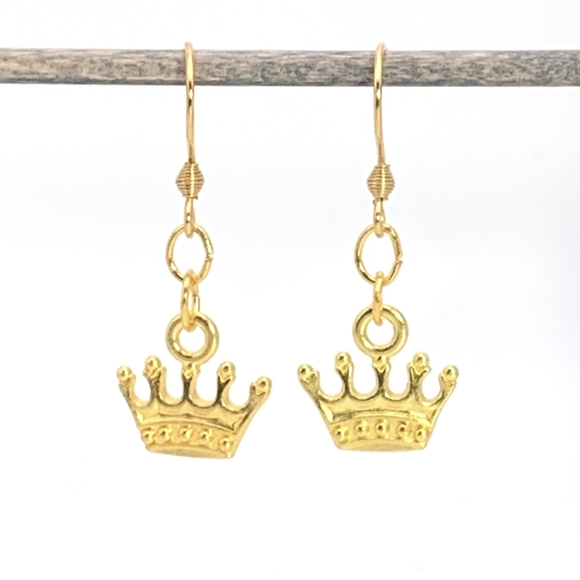 Golden Crown Hook Earrings - Picture 1 of 5